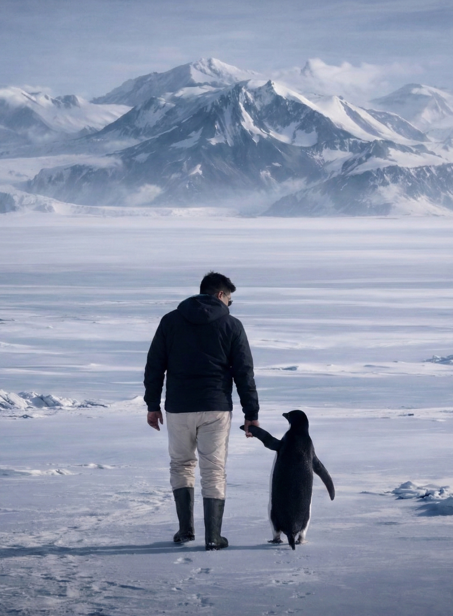 Walking toward the mountains